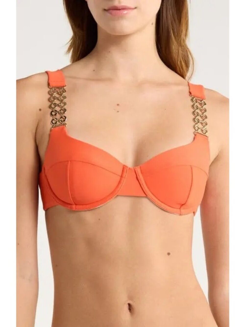 NWT Ramy Brook Iryna Bikini Top Vivid Orange Size Medium